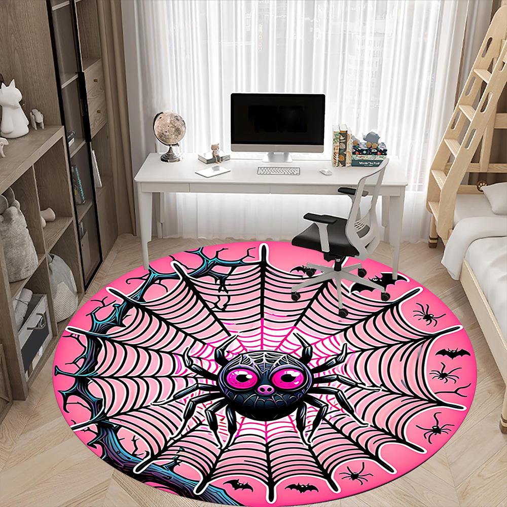 1pc Spider Web Office Round Area Rug, Indoor Mat Suitable ForOffice, Under Office Chairs Bedroom Living Room Home Decor, Room Deco,  n54