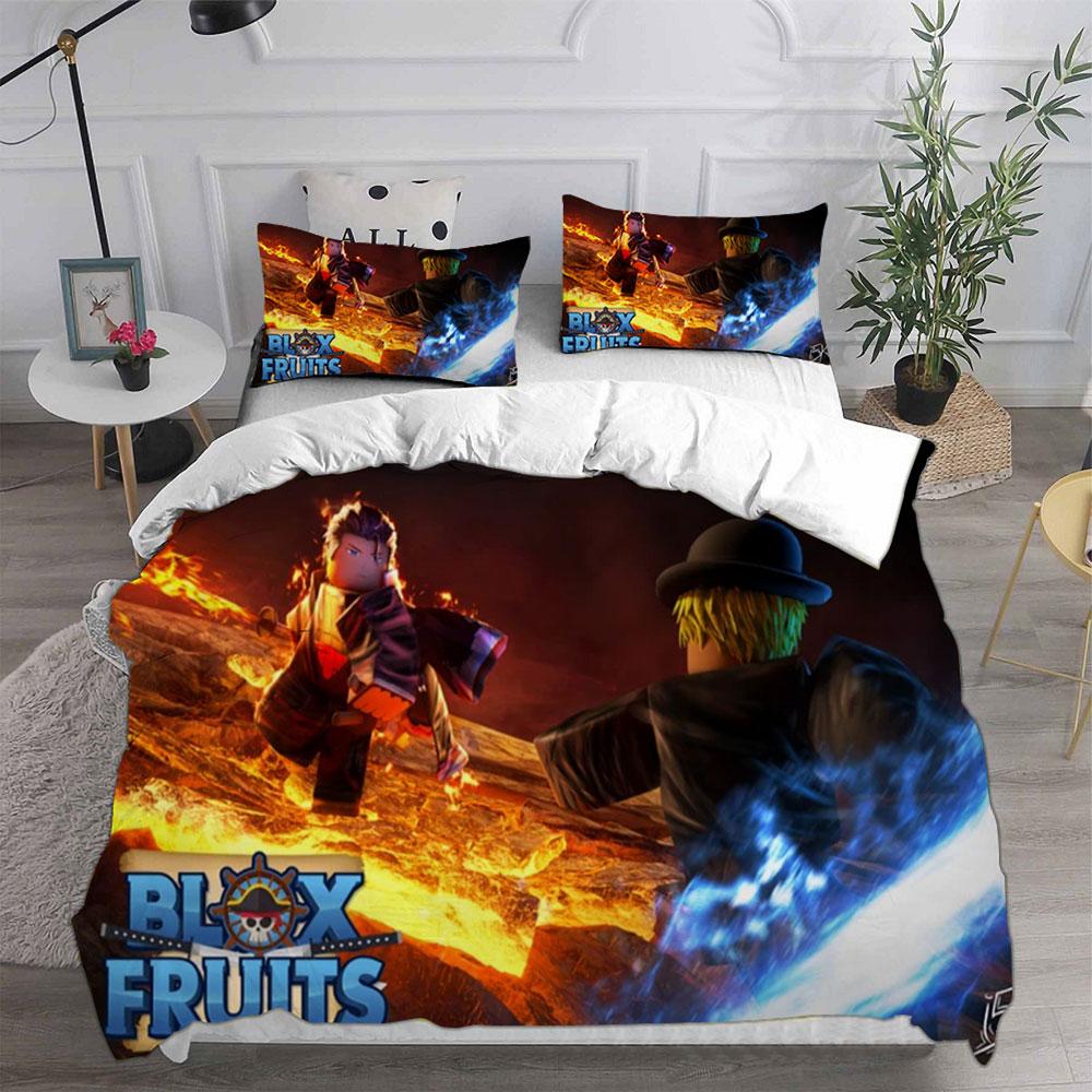 Fashion Game Blox Fruits Bedding Sets Bed Cover Comforter Duvet Cover Pillow Case 2-3 Pieces Sets Kids Adult Bedroom Decoration