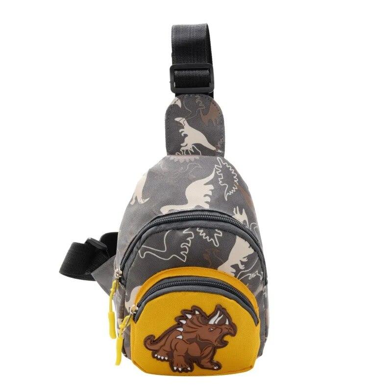 Sac à bandoulière mignon pour garçons, sac de loisirs en plein air, petit sac de poitrine imprimé dinosaure, sac messager de dessin animé pour bébé