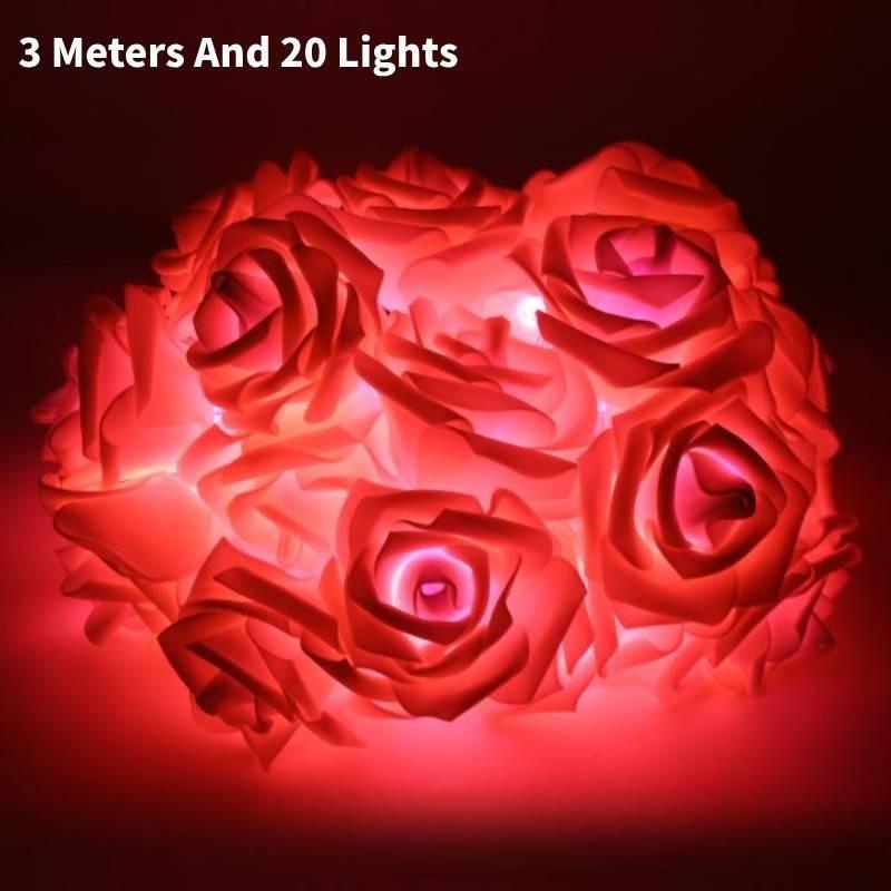 Romantische LED Rosen Lichterkette Warmweiß Batteriebetrieben Deko für Hochzeiten und Heiratsanträge