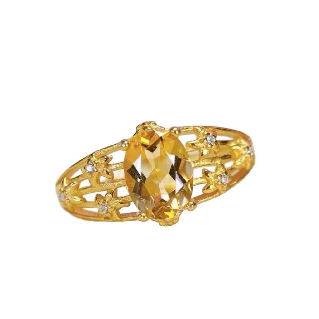 2025 Women's Fashion Yellow Crystal Ring with S925 Silver