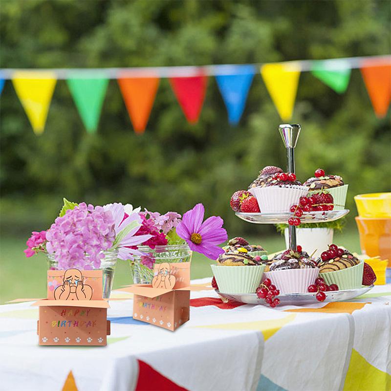 Funny Happy Birthday Pop-Up Card 3D Character Design Paper Party Invitation Perfect Gift For Family Friends And Co-Workers