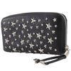 JIMMY CHOO Zip Around Purse Star studs black leather/Rhinestone Women Used