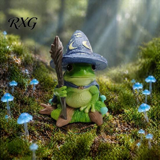 Detailed Star Moon Spider Figure Witch Frog Ornaments, Resin Magic Wizard Figurine, Micro-landscape Miniature Waterproof Micro Landscape Statue