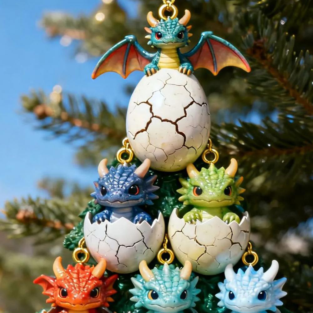 2D Dragon Hanging Decoration Flat Cartoon Flying Dragon Egg Christmas Tree Hanging Ornament Home Party Pendant