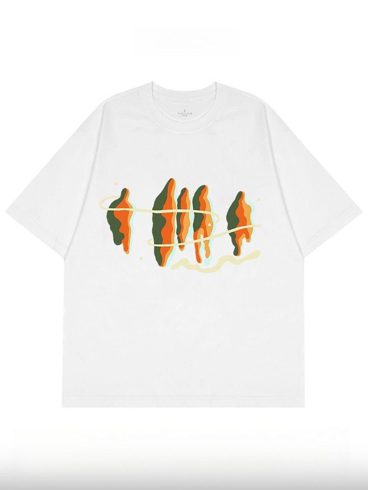 2026 New Abstract Style American Retro Like Girl Print Mens and Womens Short Sleeve Loose Plus Size Crew Neck TShirts