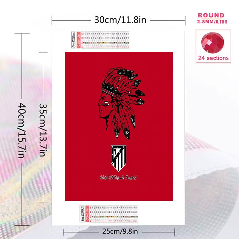 Atletico Madrid Football Crest 100% Round Full Drill 5D DIY Diamond Painting Embroidery Cross Stitch Rhinestone Decor
