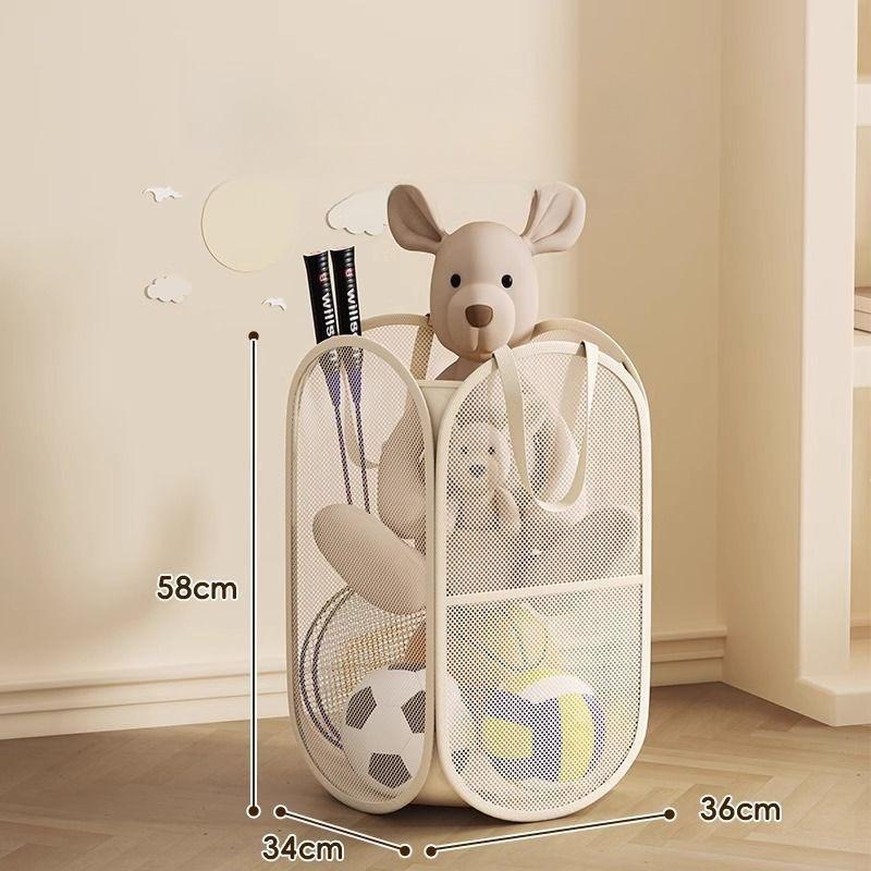 Portable Large Capacity Storage Bin - Multifunctional Toy Organizer for Plush Dolls, Household Laundry Hamper