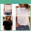 Womens Viscose Crochet Lace Trim Tshirt Business Casual Top For Office Wear And Casual Outfits