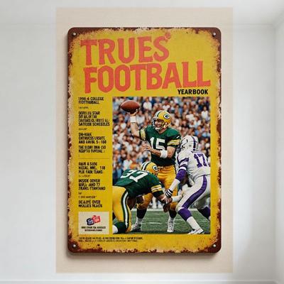 Vintage TRUES Football-Jahrbuch Metallschild Retro Football-Spiel Poster mit Spieler #15 #37 #17 für Bar Pub Heimwanddekoration