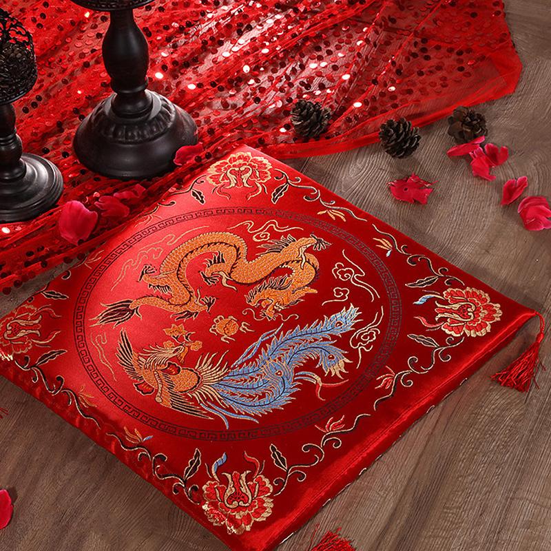 Chinese Style Seat Cushion Red Valentine's Day Wedding Blessing Kneel Cushion Square Bay Window Sofa Back Pillows Home Decor