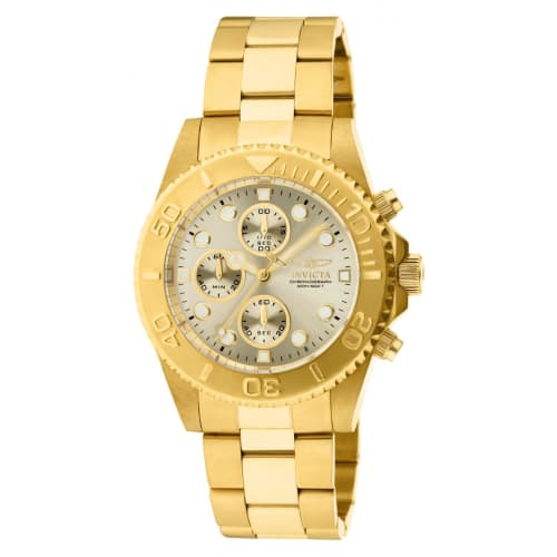 Invicta Pro Diver Quartz Watch, 43.5mm Case, Gold Stainless Steel Strap, Champagne Dial, 1774, Men's, Officially Imported