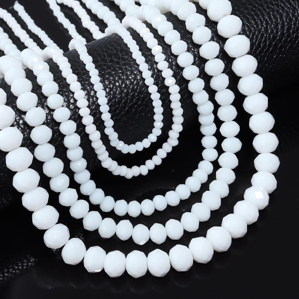 3 4 6 8 10mm Faceted Crystal Beads Porcelain White Glass Beads Loose Beads For Jewelry Making DIY Bracelets Necklace Accessories