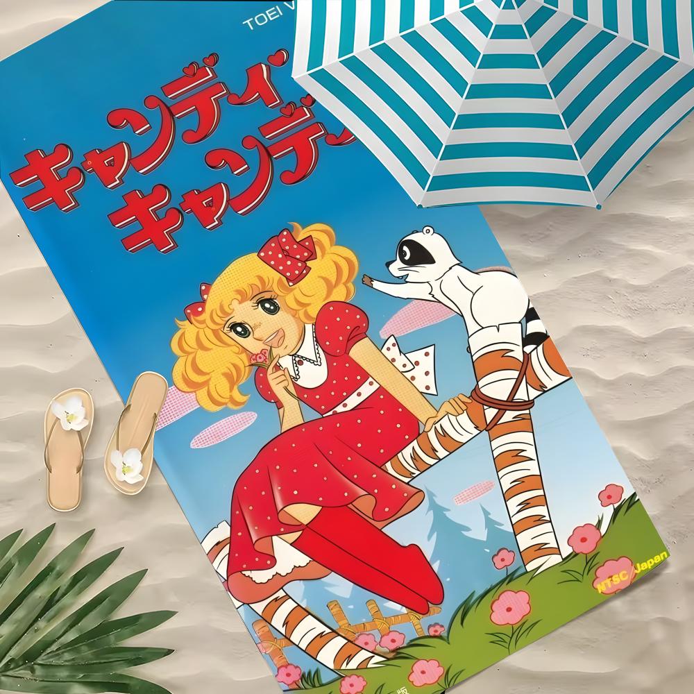 Anime Candy Candy Towel Polyester Beach Towel Quick Dry Sand Free Bath Towel for Summer Pool Travel Vacation