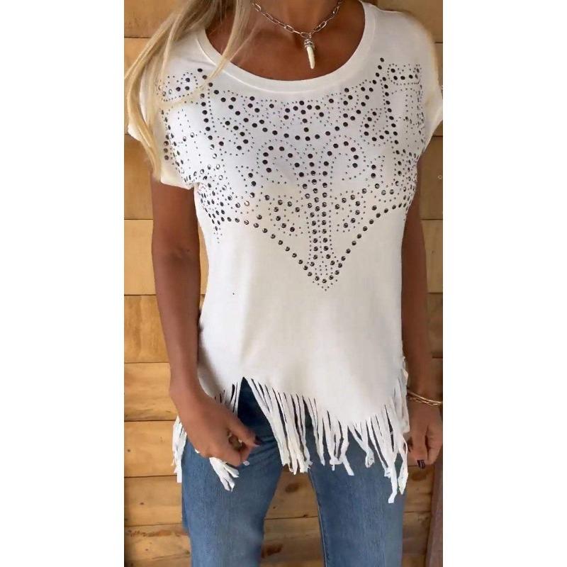 Летняя футболка с круглым вырезом и короткими рукавами — фото 8