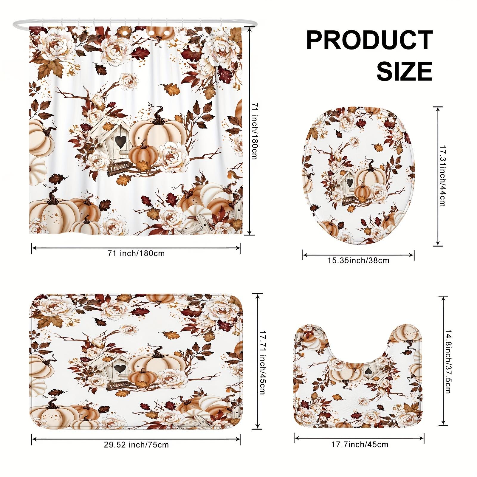 

Pumpkin Fall Shower Curtain Set With Flowers, Pastoral Polyester Bathroom Decor - Water-Resistant & Machine Washable, Includes 1 W60H190(CM)-1 Pcs