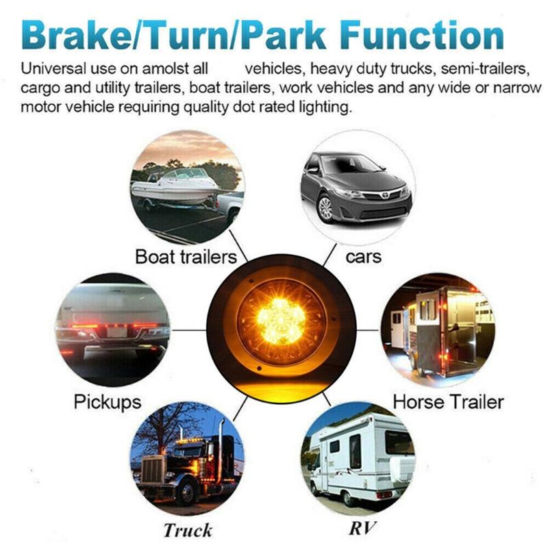 16LEDs Trailer Stop Brake Turn Tail Lamp 12-24V Cargo Trailers Tractors Trucks