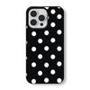 INS Polka Dots Printed Black Phone Case For iPhone 16 15 14 13 12 11 Pro Max XR XS Max 7 8 Plus MINI Creative Black Cover