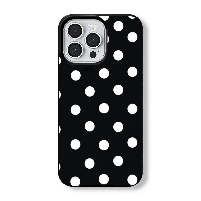 

Luxury Clmj Full Screen White Polka Dots Phone Case for iPhone 17 17e 16 15 14 13 12 11 XR XSMAX Air Pro Max Plus Double-layer iPhone 12 ProMax