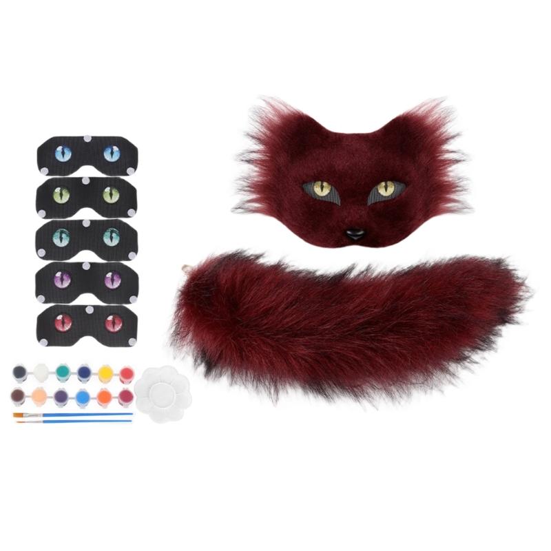Flexible Mask With Plush Tail DIY Crafting Supply Costume Accessory For Costume And Creative Dressing Up Event