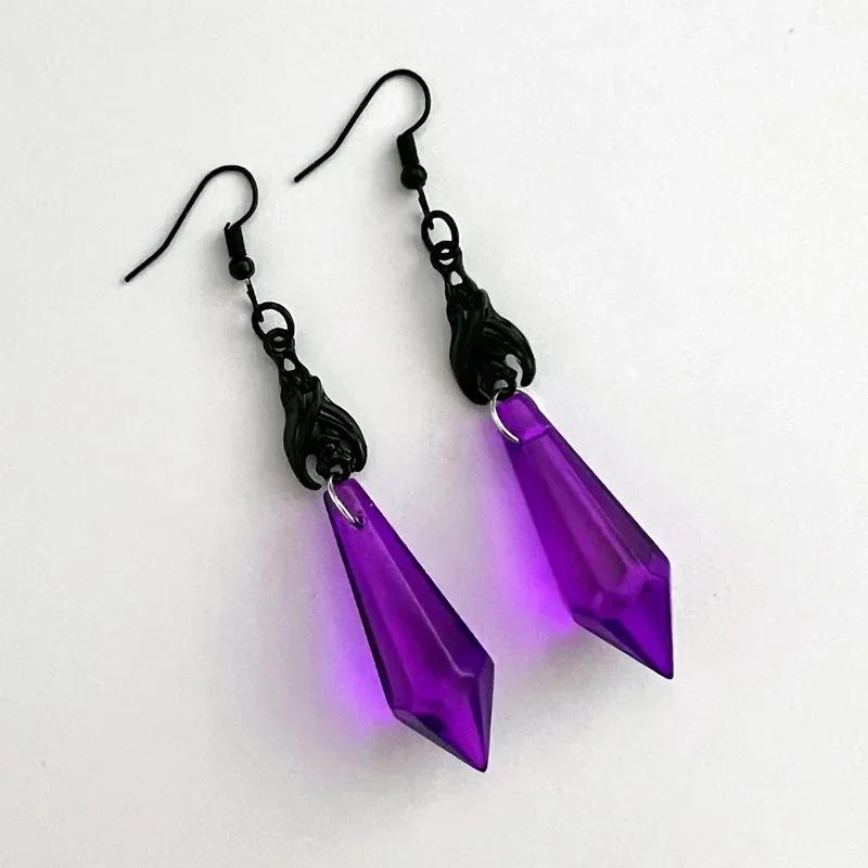 Gothic Vampire Dark Bat Personalized Earrings Vintage Geometric Blood Drop Cone Crystal Creative Witch Jewelry Accessories