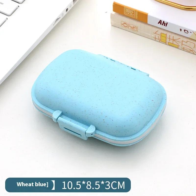 1PC Portable 8-compartment Sealed Pill Box Moisture-proof One-week Pill Box With Cover Double-layer Dispenser Medicine Box
