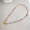 Imitation Pearl Necklace Women Choker Seed Beads Rainbow Stainless Steel Clasp Sailor Buckle Base Chain Gold Color Boho