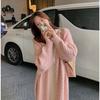 New Korean Style Knitted Cardigan Long Sweater Coat Women Casual Retro Twist V-neck Loose Spring and Autumn Fashion Long Sleeve Sweaters Simple Jacket
