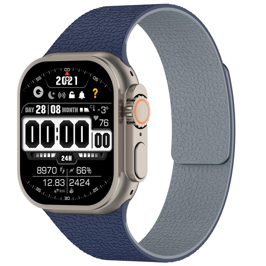 Magnetic Sport Strap For Apple Watch Ultra 3/2 49mm 38 40 41 44 45 46mm Litchi Pattern Silicone Band For Iwatch S11 10 9 8 7 SE3