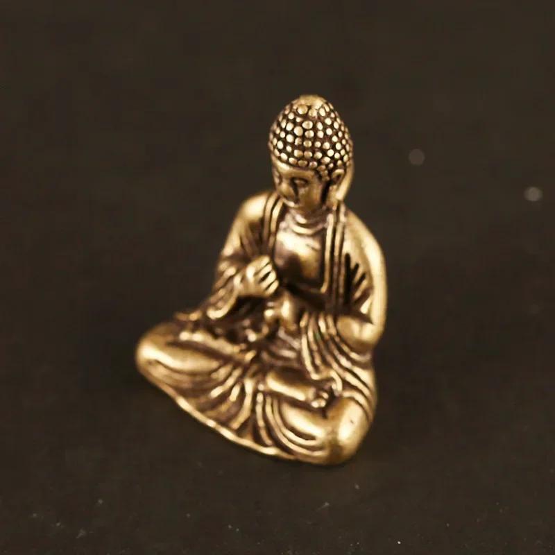 Mini Tragbare Vintage Messing Buddha Statue Taschen-Sitzende Buddha Figur Skulptur Heim Büro Schreibtisch Dekorative Ornament Miniaturen
