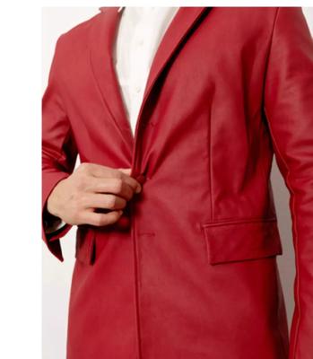 Stylish New Red Leather Genuine Formal Men Business Handmade Lambskin Blazer
