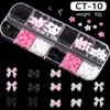 12-Grid Box Nail Art Resin Bow Streamer Ballet Alloy Butterfly Jewelry Diy Accessories