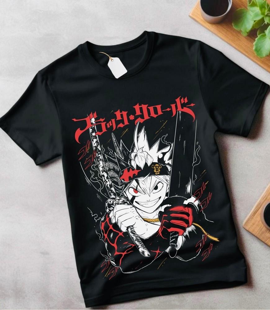 Asta Yuno T-shirt Black Clover Anime Manga Asta Girl Gifts Black Shirt Gift