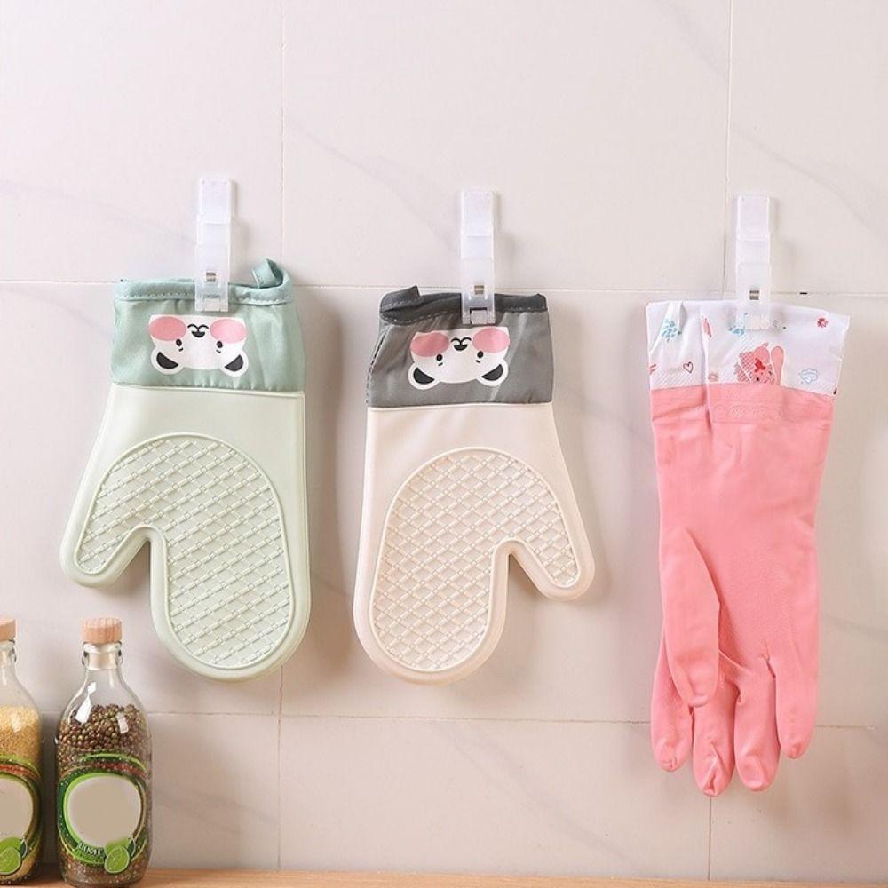 6PCS Plastic Wall Storage Hook No-Punch Glove Clips Practical Dishcloth Clips Living Room