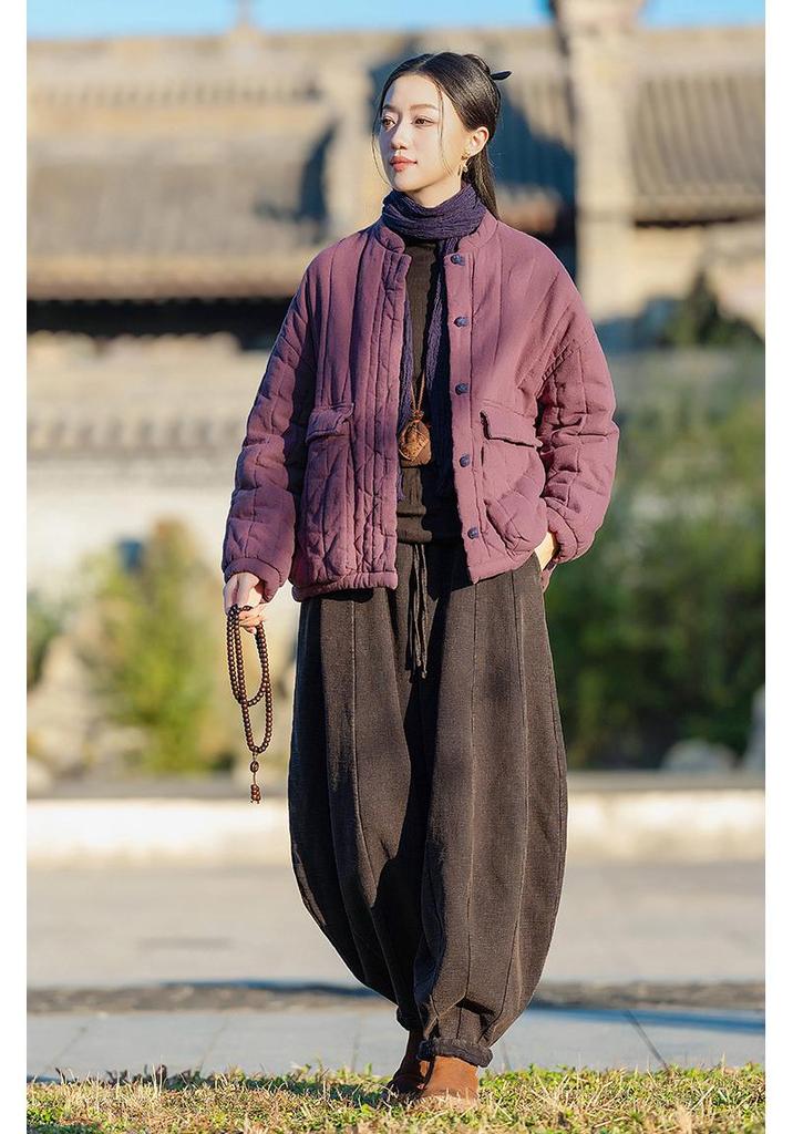 Women's Retro Chinese Style Quilted Cotton Linen Jacket