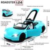 1/24 skala Roadster odlany model samochodu zabawka, wycofać pojazd zabawkowy z dźwiękiem i światłem dla dzieci maluch chłopcy dziewczęta kolekcja prezentów