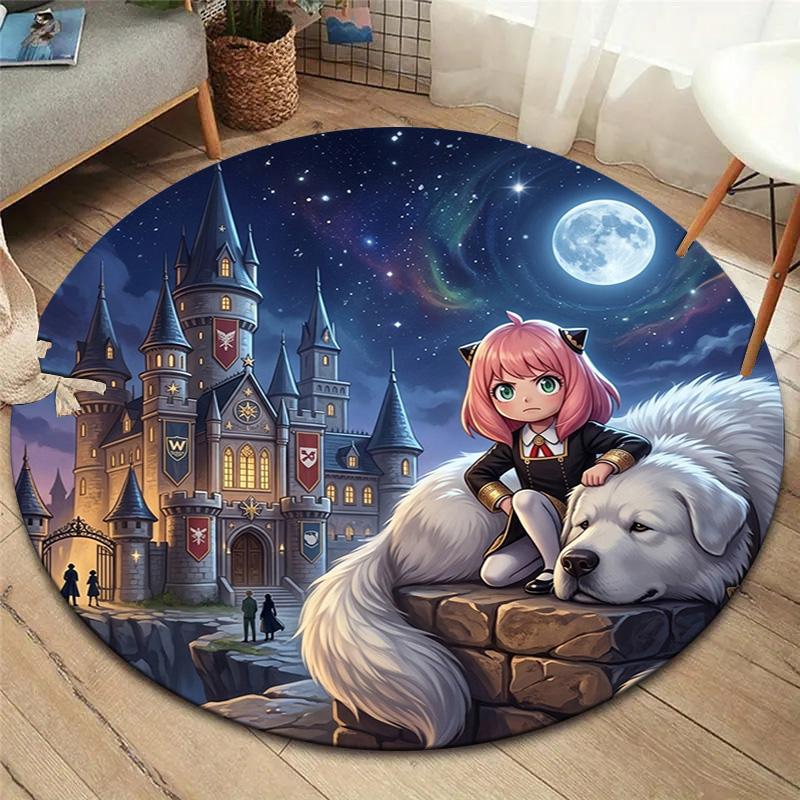 Spy Family Round Area Rug Carpet Rug For Living Room Bedroom Sofa Playroom Decor Nonslip Floor Mat