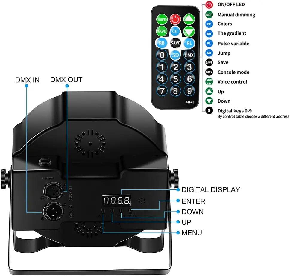 U`King Stage Lights, 36 LEDs, Remote Controlled Disco Light, DMX512, High Brightness, Voice Activated, Multi-Color Changing, Uplighting, for Indoor