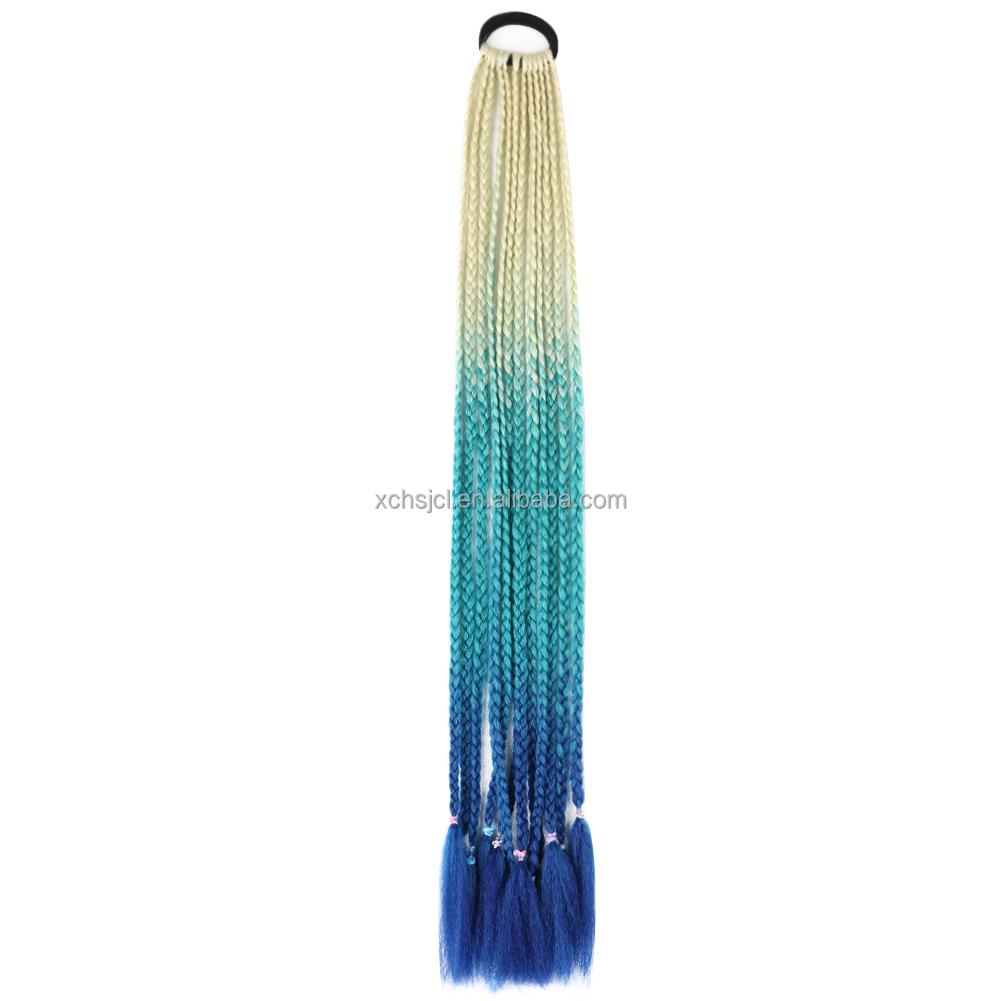 Ponytail With Hair Rubber Bands Long Box Crochet Synthetic Hair Piece Ombre Braiding Hair Extensions Braid