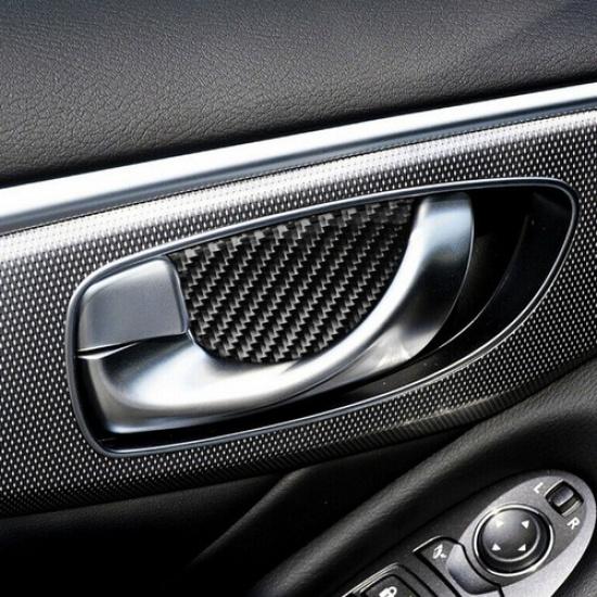 ABS Kohlefaser Innen Türgriff Schale Abdeckung Zierleiste Passend für Infiniti Q50 Q60 2014-19