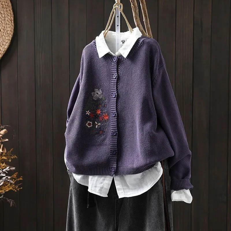 Gensere Kåpe Cardigan for Kvinner Høst Vinter Stor Størrelse Vintage Løs Langermet Strikket Cardigan Gensere Jakke