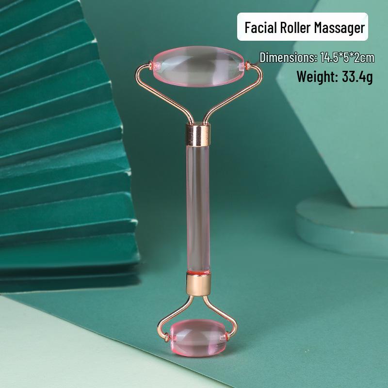 Heart-Shaped Rose Quartz Dual Roller & Massage Board Set - Non-Jade White Facial Tool