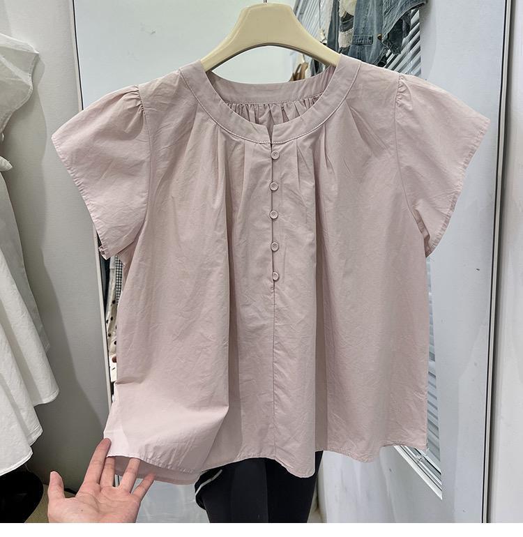 Xiaofei Sleeve Shirt Women's 1116 Summer New Design Sense Loose Korean Version Age-reducing Doll Shirt Versatile and Thin Top