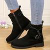 Autumn winter new elegant simple thick heel square toe short boots fashionable versatile shoes casual comfortable women's shoes