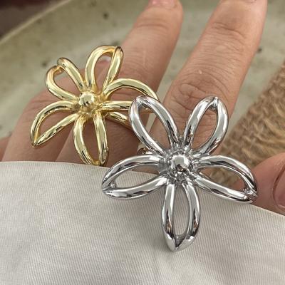 925 Sterling Silver Rings for Women Couple Minimalist Handmade Simple Gold FLower Ring Fine Jewelry Gift Prevent Allergy