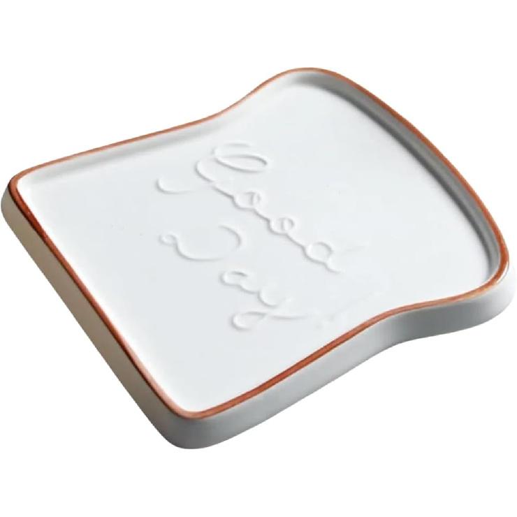 flower-shaped Rectangular Baking Set - White ceramic material, toasted bread shaped ceramic plate, dessert plate, multi-functional kitchen tableware