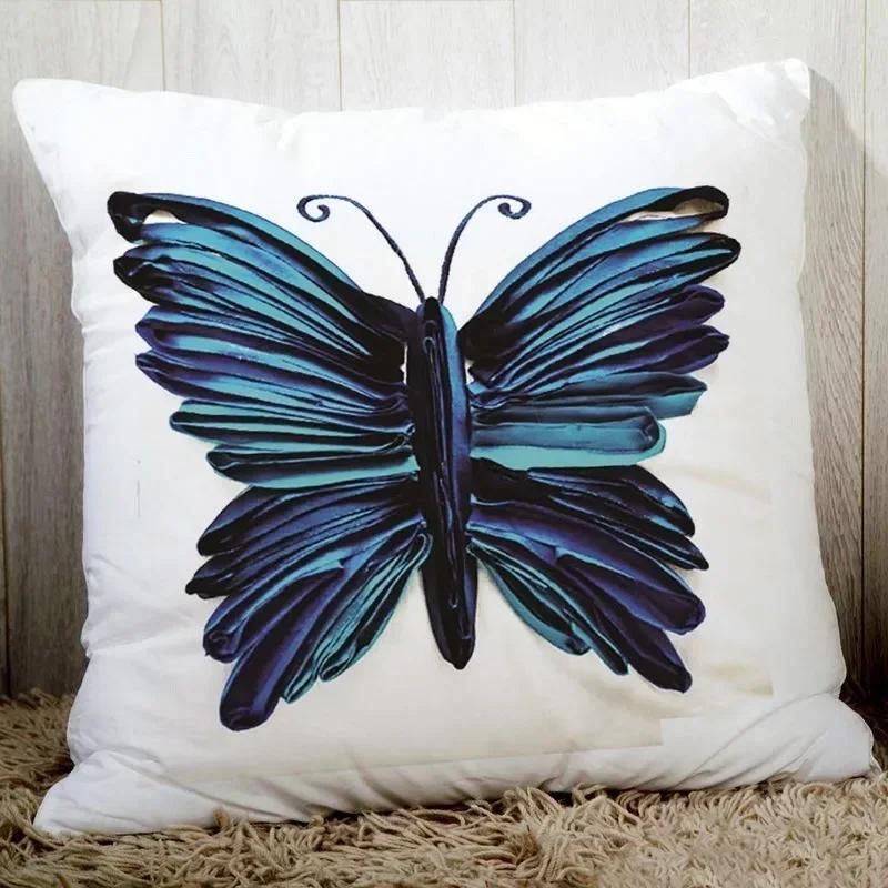 Gezellig Bankkussenhoes Vlinderprint 45X45cm Decoratieve Kussens voor Thuis Polyester Perzikvezel Kussensloop Zitkussen Rugkussen