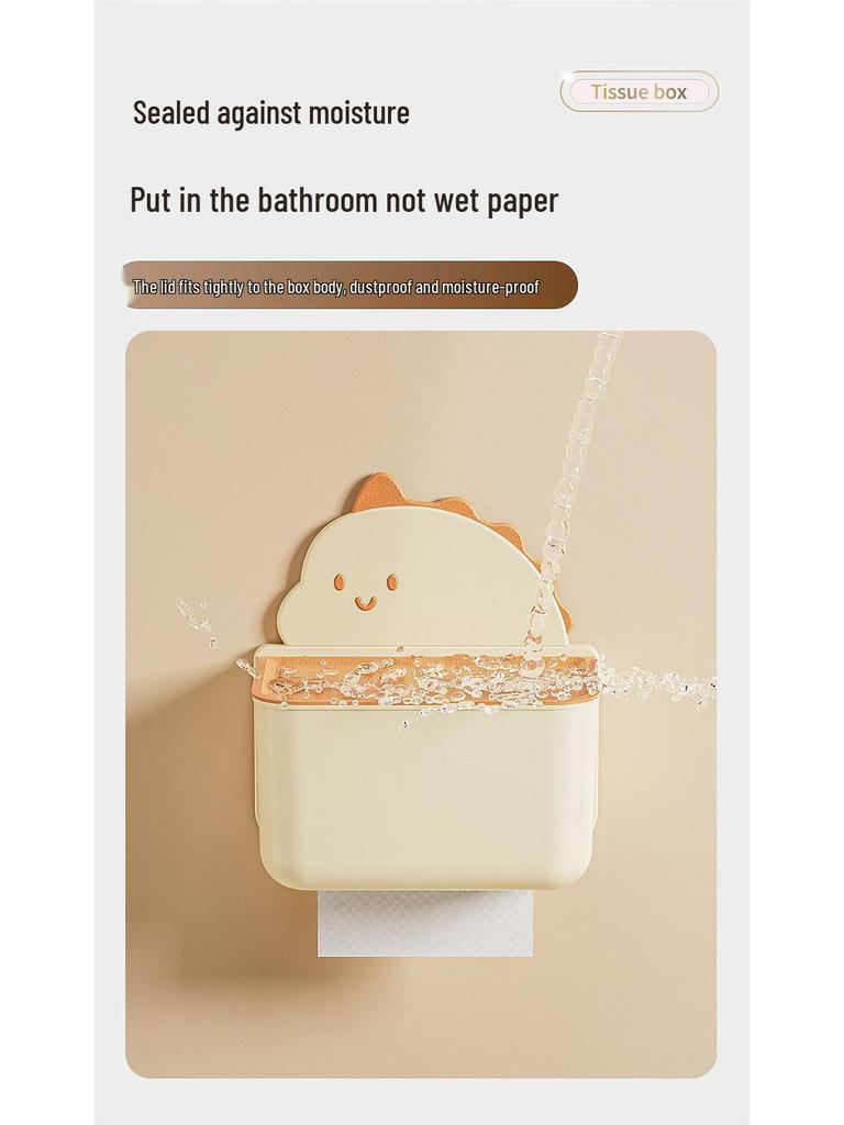 Wall-Mounted Punch-Free Cartoon Tissue Dispenser for Bathroom, Kitchen, and Living Room