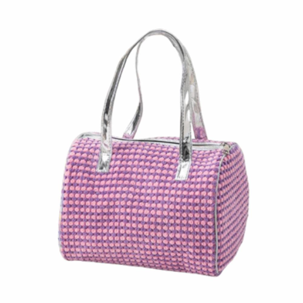 

Soft Travel Makeup Bag Plaid Pattern Casual Cosmetic Pouch Women s Handbag Business Trips фиолетовый