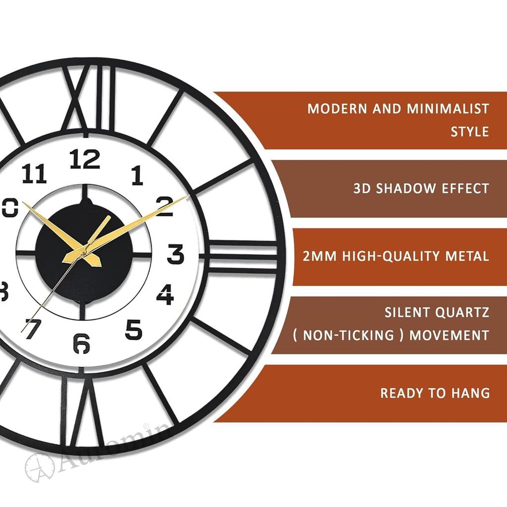 Antique Silent Wall Watch for Bedroom, Drawing Room, Office, Kitchen, House and Hall | Fancy Stylish Latest Large Wallclocks for Home Décor